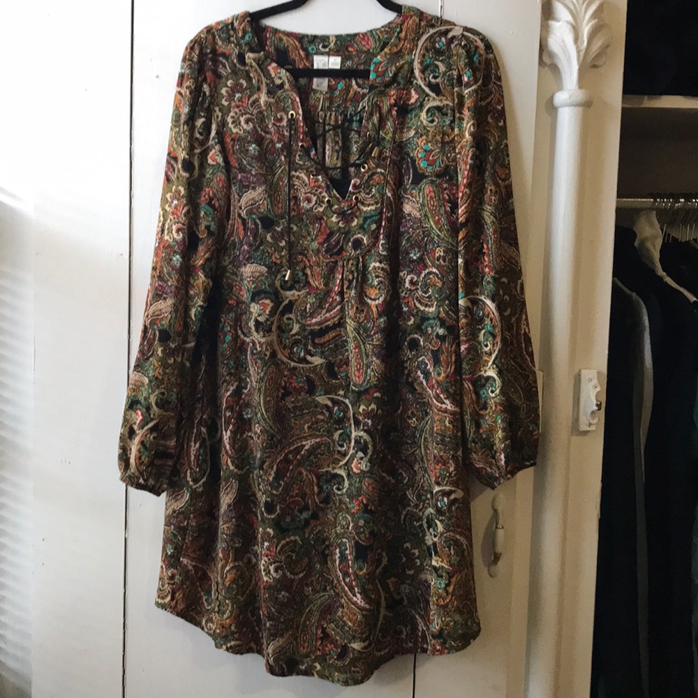 Patterned long sleeve dress